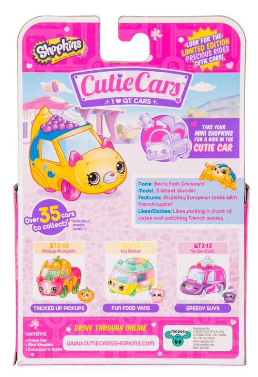 CUTIE CARS SHOPKINS S2 W3 SINGLE PACK QT2-15 BERRY FAST CROISSANT