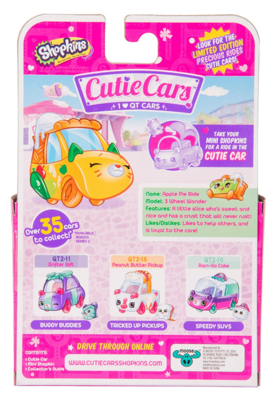 CUTIE CARS SHOPKINS S2 W3 SINGLE PACK QT2-20 APPLE PIE RIDE