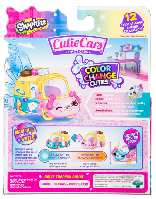 CUTIE CARS SHOPKINS W1 COLOR CHANGE PACK QT3-C06 ICE RIDER