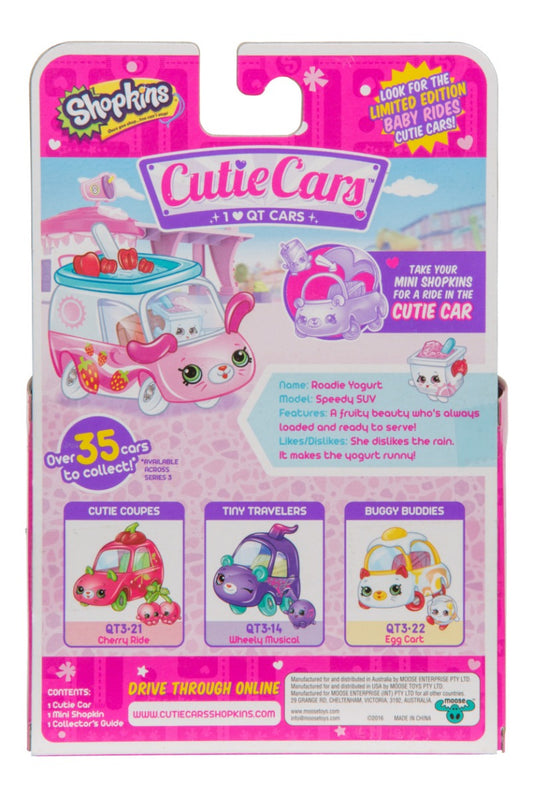 CUTIE CARS SHOPKINS S3 W3 SINGLE PACK QT3-15 ROADIE YOGURT