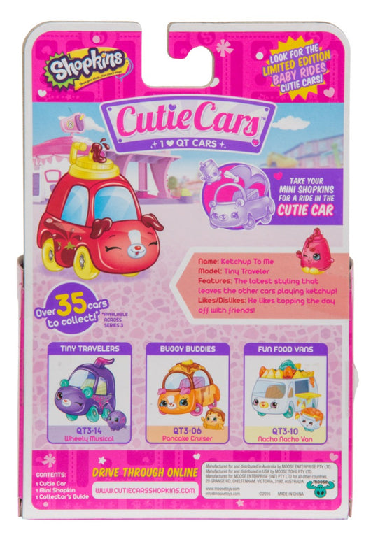 CUTIE CARS SHOPKINS S3 W3 SINGLE PACK QT3-19 KETCHUP TO ME