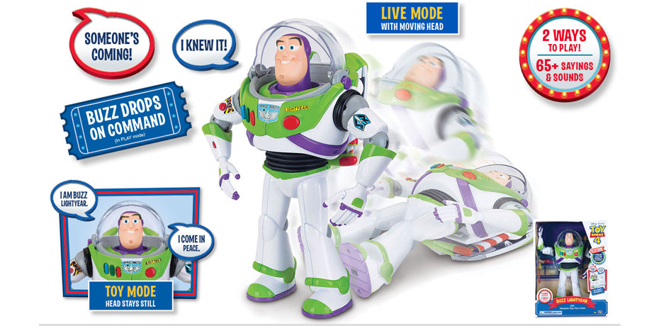TOY STORY 4 BUZZ LIGHTYEAR with Interactive Drop-Down Action