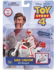 TOY STORY 4 PULL 'N GO DUKE CABOOM With Motorcycle