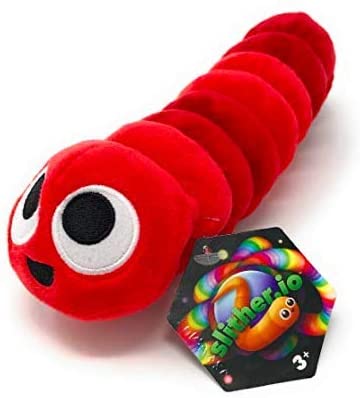 SLITHER.IO 8" BENDABLE PLUSH RED YELLOW BLUE FACE