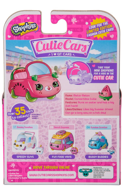 CUTIE CARS SHOPKINS S1 SINGLE PACK #11 MOTOR MELON