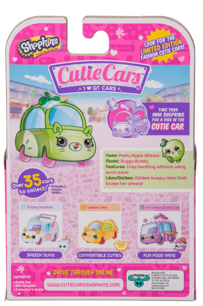 CUTIE CARS SHOPKINS S1 SINGLE PACK #08 PEELY APPLE WHEELS
