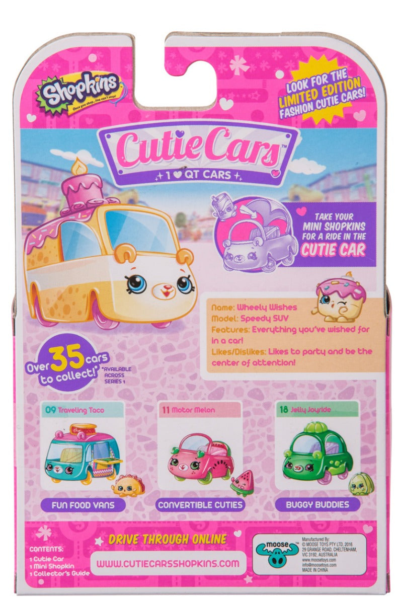 CUTIE CARS SHOPKINS S1 SINGLE PACK #21 WHEELY WISHES