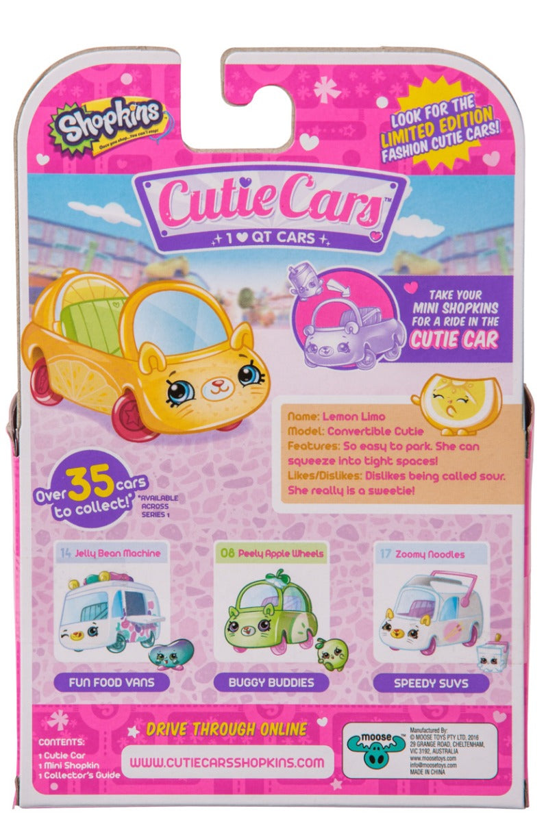 CUTIE CARS SHOPKINS S1 SINGLE PACK #07 LEMON LIMO