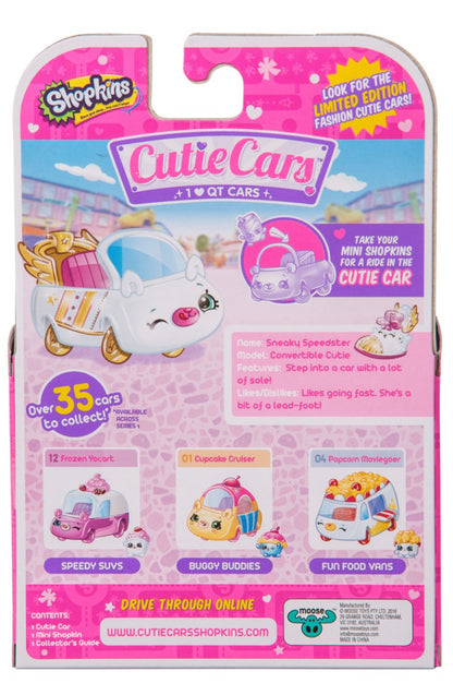 CUTIE CARS SHOPKINS S1 SINGLE PACK #36 SNEAKY SPEEDSTER