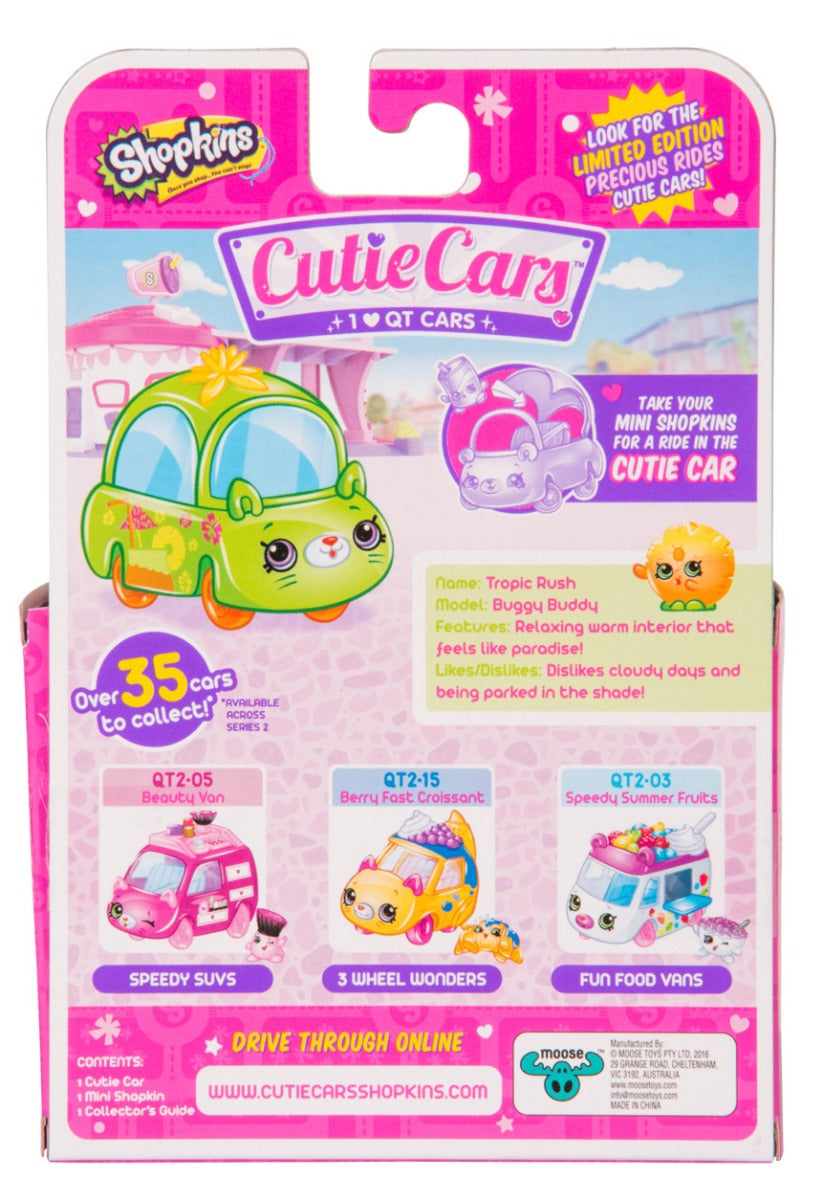 CUTIE CARS SHOPKINS S2 W1 SINGLE PACK QT2-07 TROPIC RUSH
