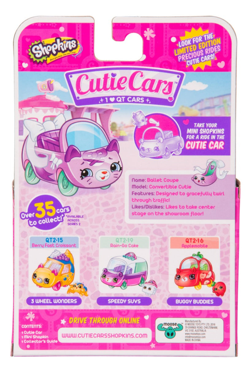 CUTIE CARS SHOPKINS S2 W1 SINGLE PACK QT2-06 BALLET COUPE