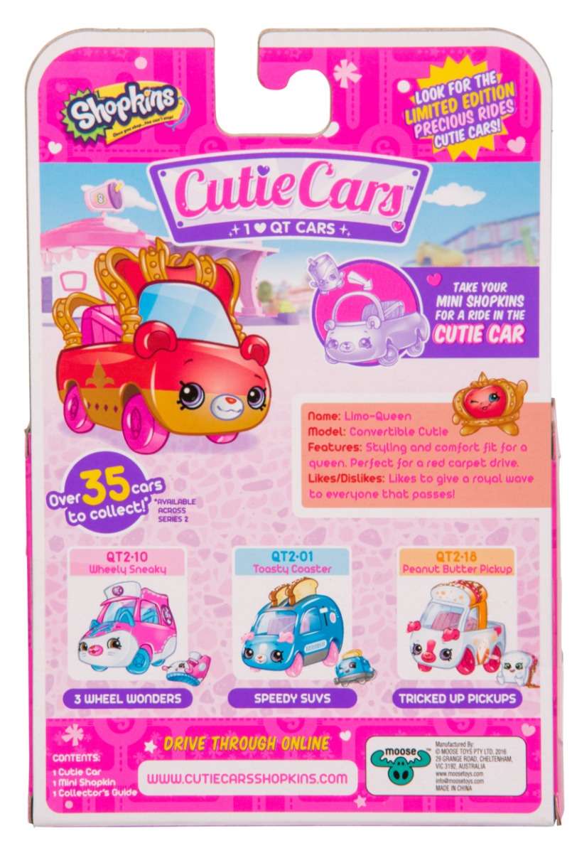 CUTIE CARS SHOPKINS S2 W1 SINGLE PACK QT2-24 LIMO-QUEEN