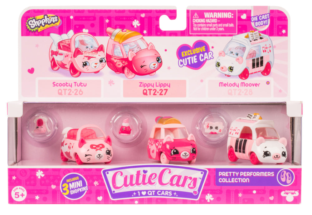 CUTIE CARS SHOPKINS S2 3 PACK PRETTY PERFORMERS COLLECTION