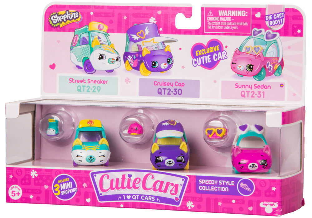 CUTIE CARS SHOPKINS S2 3 PACK SPEEDY STYLE COLLECTION
