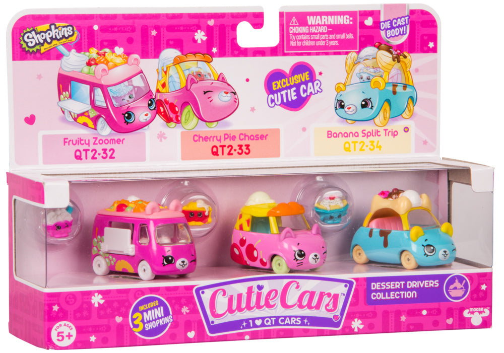 CUTIE CARS SHOPKINS S2 3 PACK DESSERT DRIVERS COLLECTION