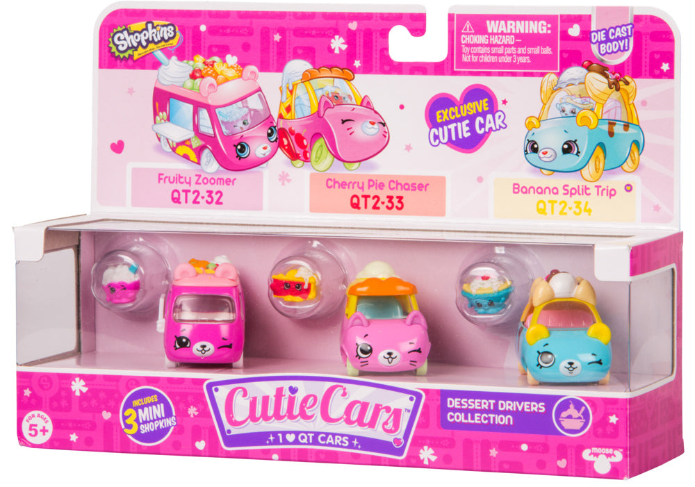 CUTIE CARS SHOPKINS S2 3 PACK DESSERT DRIVERS COLLECTION