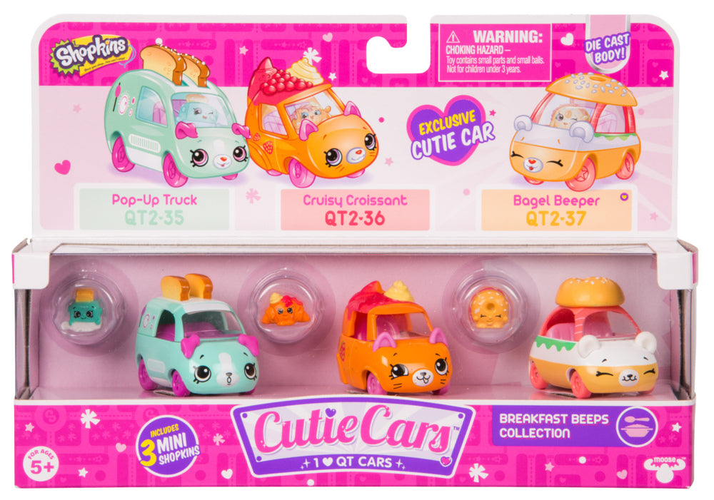 CUTIE CARS SHOPKINS S2 3 PACK BREAKFAST BEEPS COLLECTION