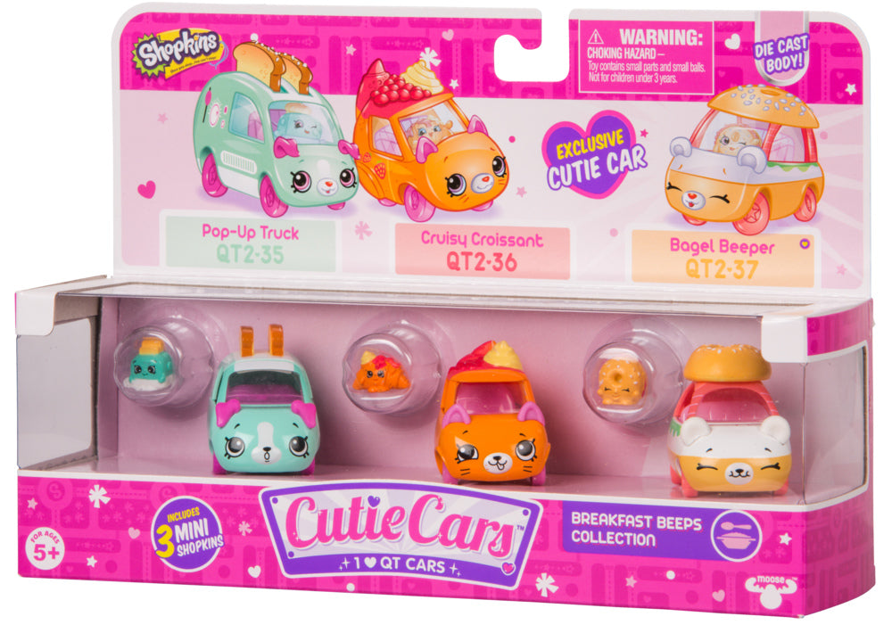CUTIE CARS SHOPKINS S2 3 PACK BREAKFAST BEEPS COLLECTION