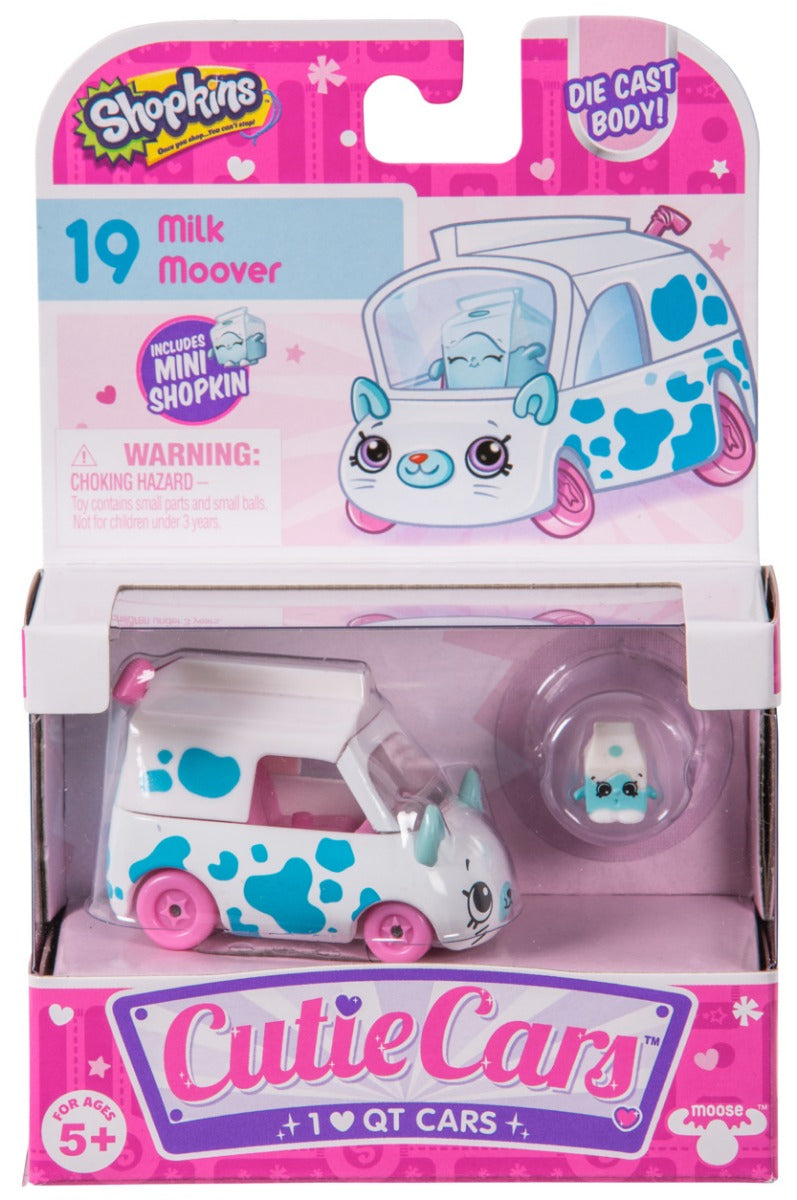 CUTIE CARS SHOPKINS S1 W2 SINGLE PACK #19 MILK MOOVER