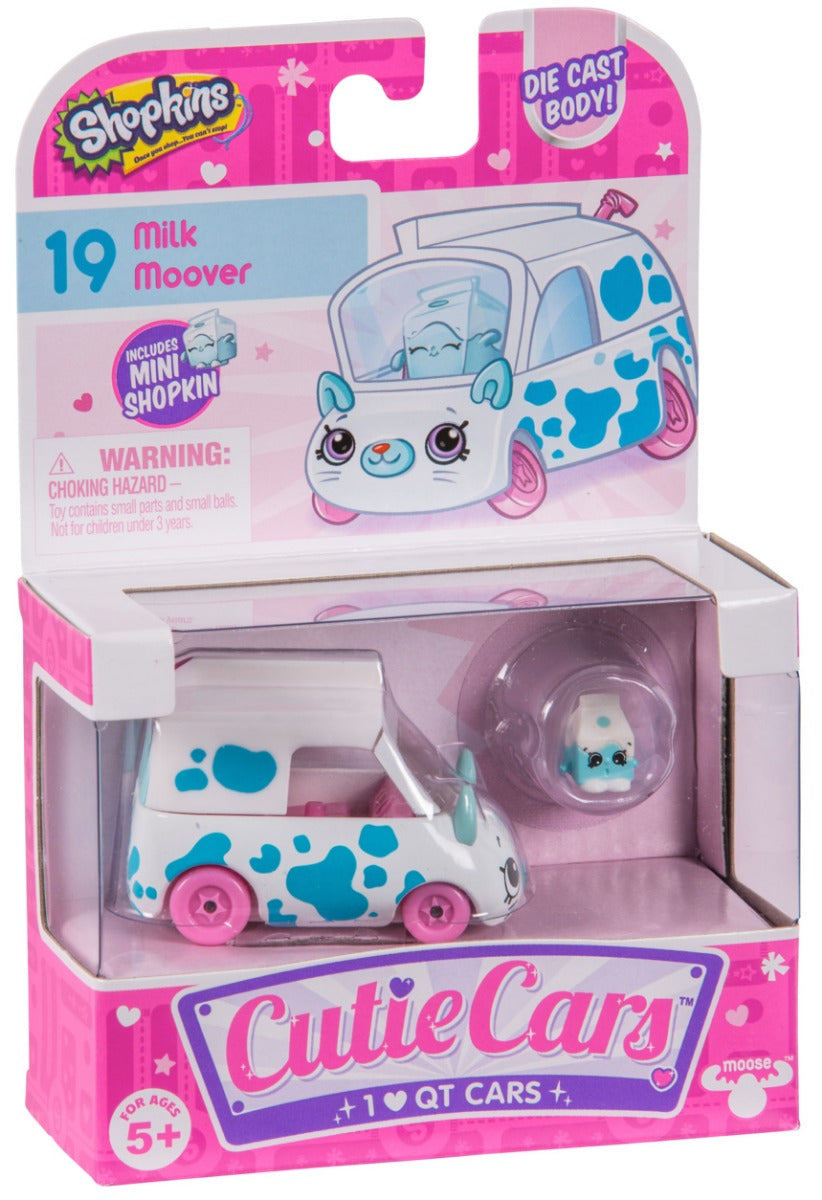 CUTIE CARS SHOPKINS S1 W2 SINGLE PACK #19 MILK MOOVER