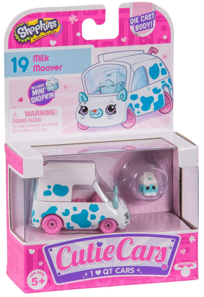 CUTIE CARS SHOPKINS S1 W2 SINGLE PACK #19 MILK MOOVER