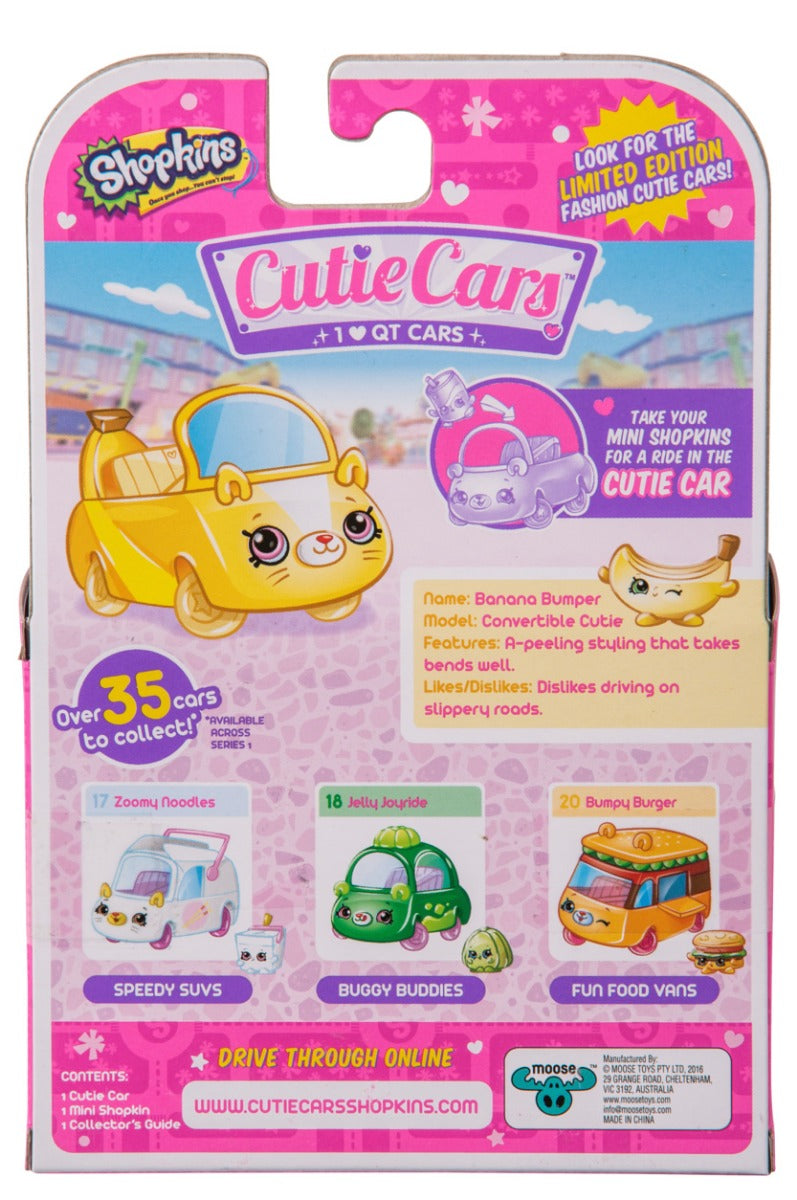 CUTIE CARS SHOPKINS S1 W2 SINGLE PACK #10 BANANA BUMPER