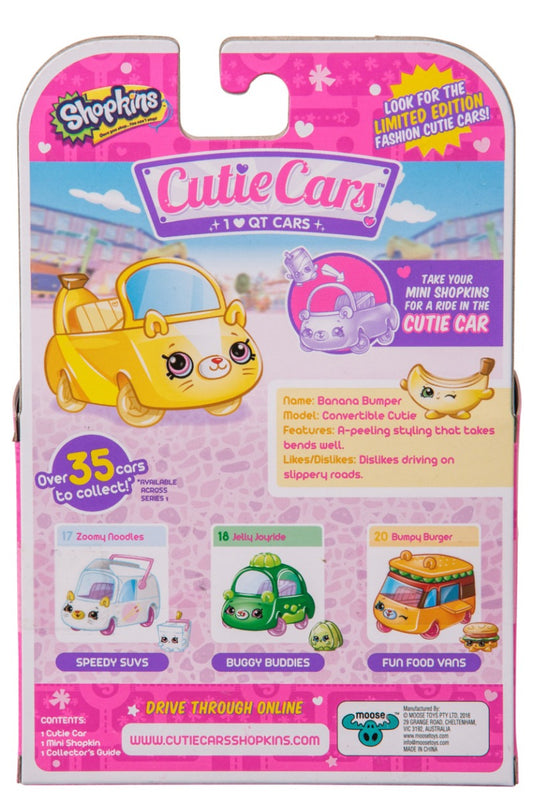 CUTIE CARS SHOPKINS S1 W2 SINGLE PACK #10 BANANA BUMPER