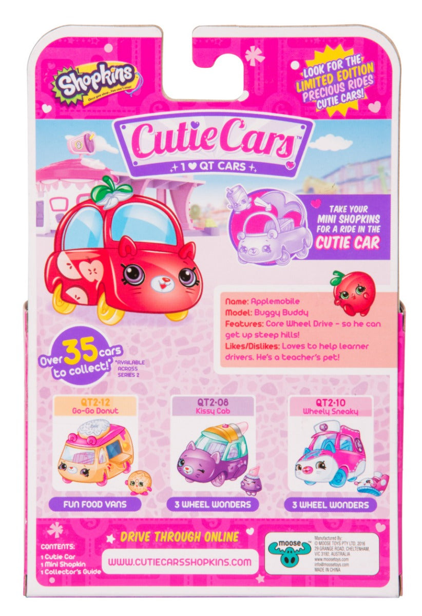CUTIE CARS SHOPKINS S2 W2 SINGLE PACK QT2-16 APPLEMOBILE