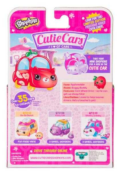 CUTIE CARS SHOPKINS S2 W2 SINGLE PACK QT2-16 APPLEMOBILE