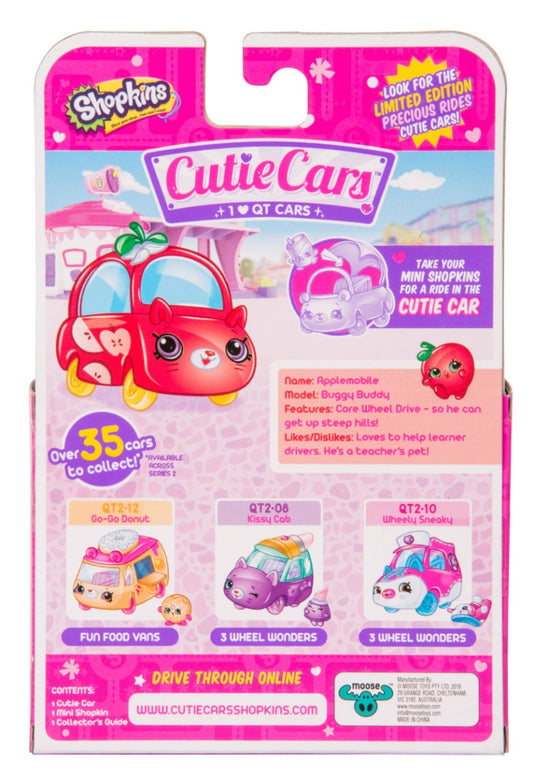 CUTIE CARS SHOPKINS S2 W2 SINGLE PACK QT2-16 APPLEMOBILE