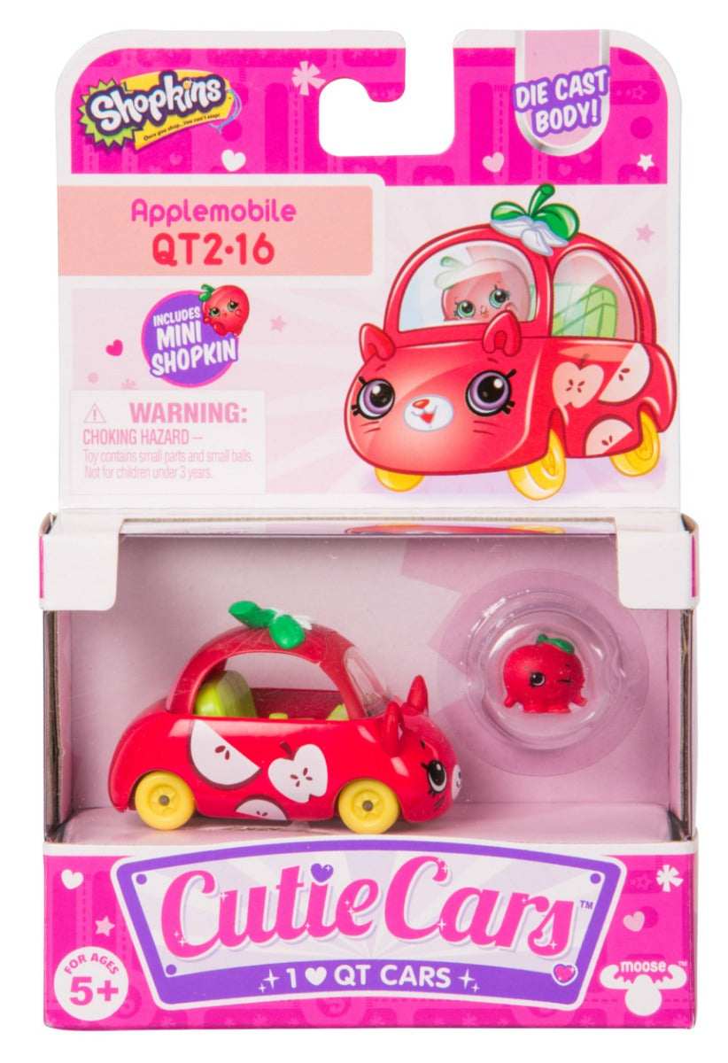 CUTIE CARS SHOPKINS S2 W2 SINGLE PACK QT2-16 APPLEMOBILE