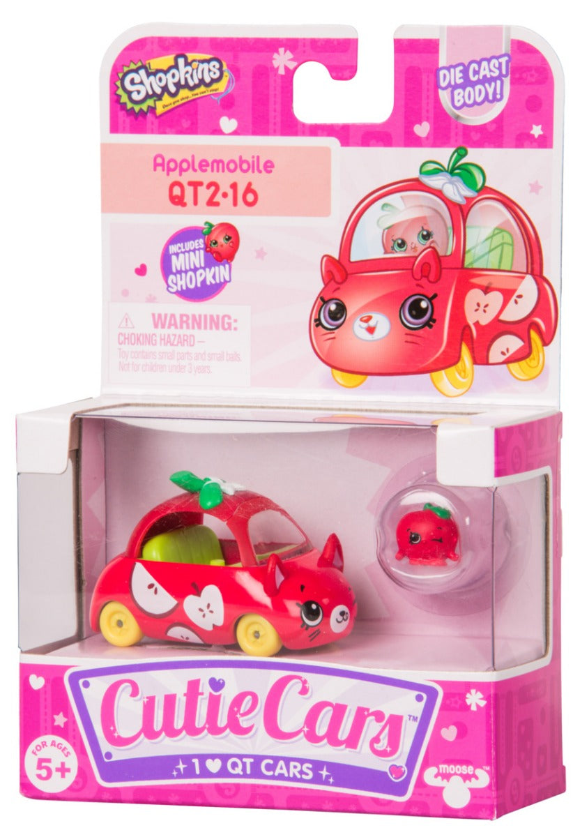 CUTIE CARS SHOPKINS S2 W2 SINGLE PACK QT2-16 APPLEMOBILE