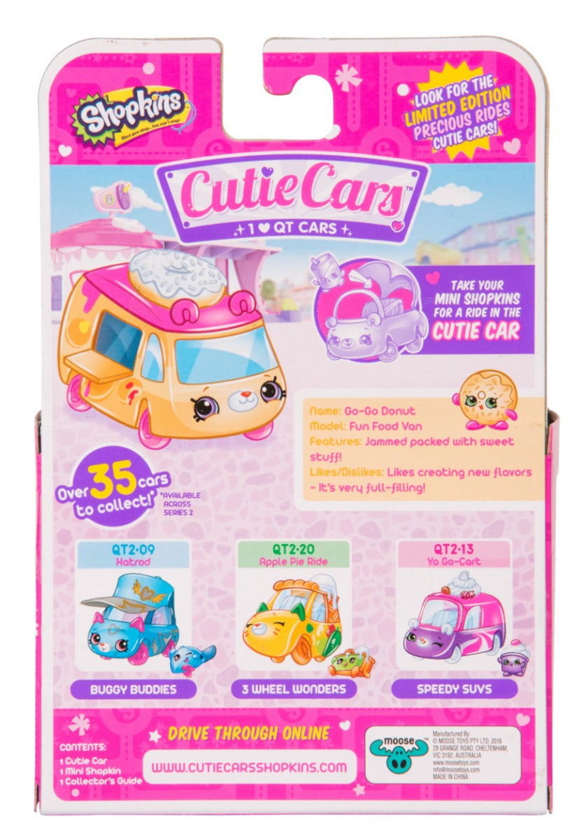 CUTIE CARS SHOPKINS S2 W2 SINGLE PACK QT2-12 GO-GO DONUT