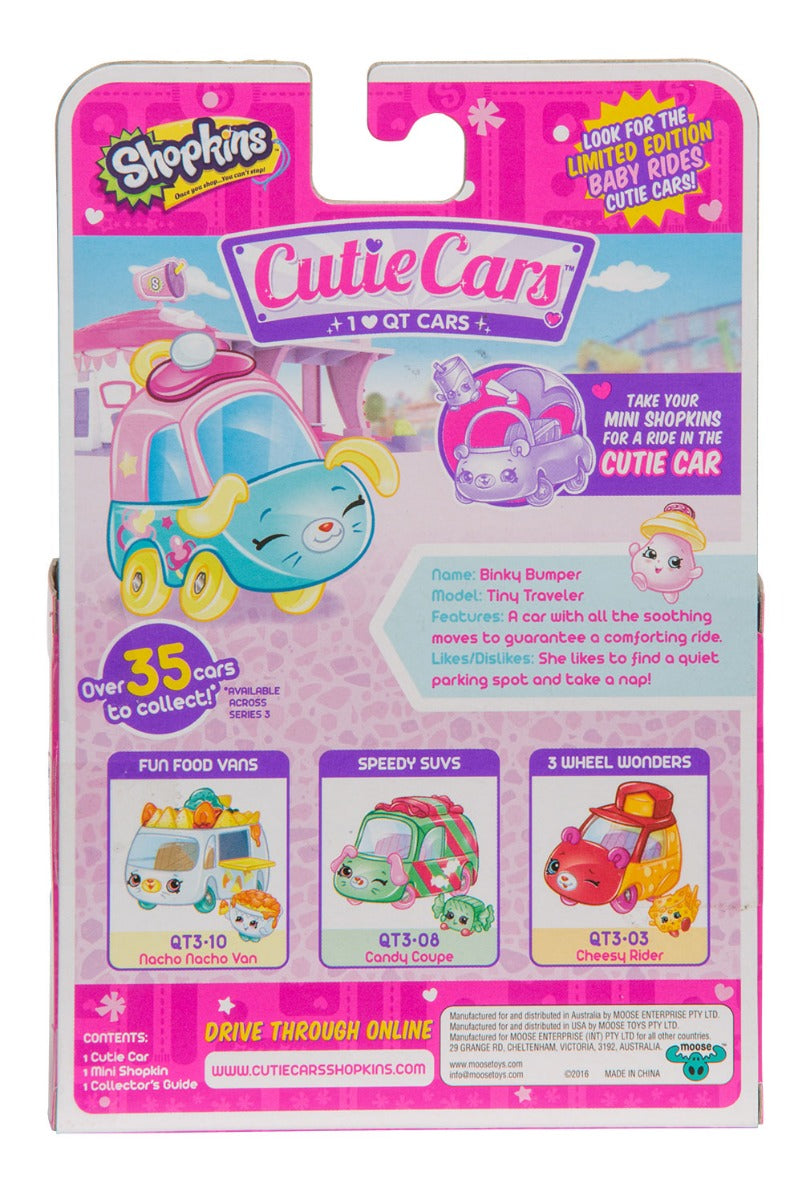 CUTIE CARS SHOPKINS S3 W2 SINGLE PACK QT3-24 BINKY BUMPER
