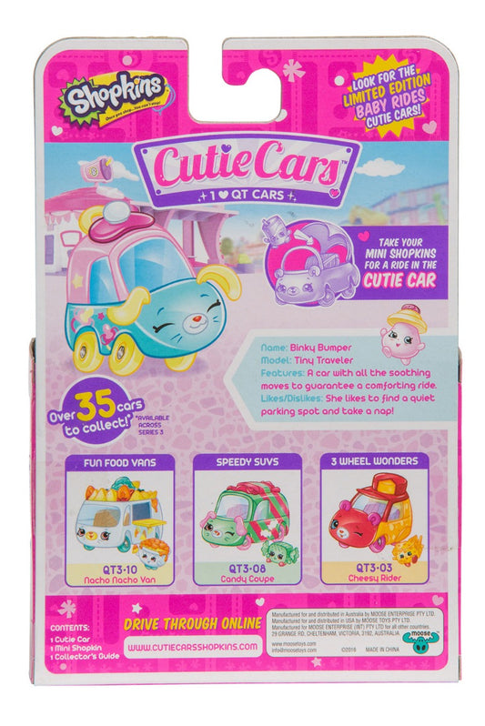 CUTIE CARS SHOPKINS S3 W2 SINGLE PACK QT3-24 BINKY BUMPER