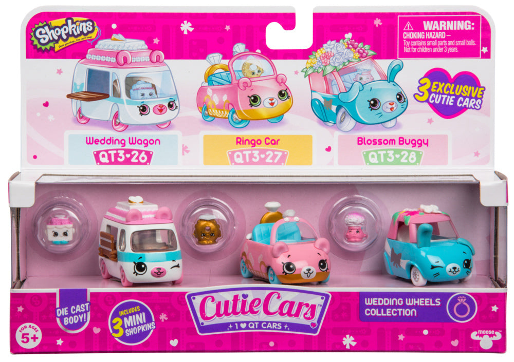 CUTIE CARS SHOPKINS S3 3 PACK WEDDING WHEELS COLLECTION