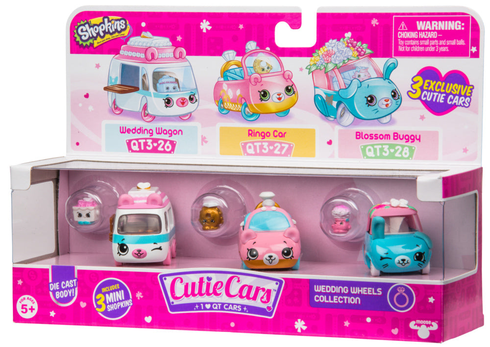 CUTIE CARS SHOPKINS S3 3 PACK WEDDING WHEELS COLLECTION