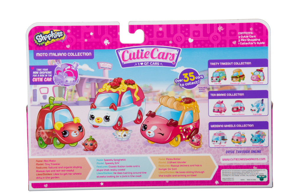 CUTIE CARS SHOPKINS S3 3 PACK MOTO ITALIANO COLLECTION