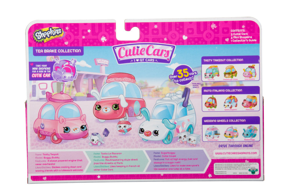 CUTIE CARS SHOPKINS S3 3 PACK TEA BRAKE COLLECTION