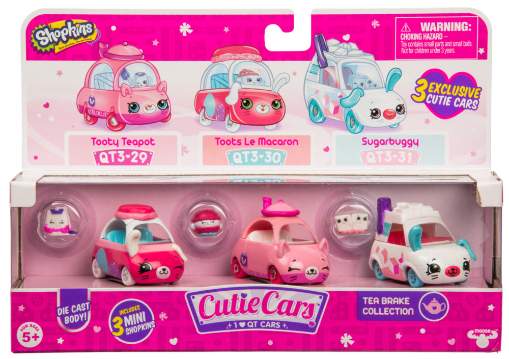 CUTIE CARS SHOPKINS S3 3 PACK TEA BRAKE COLLECTION