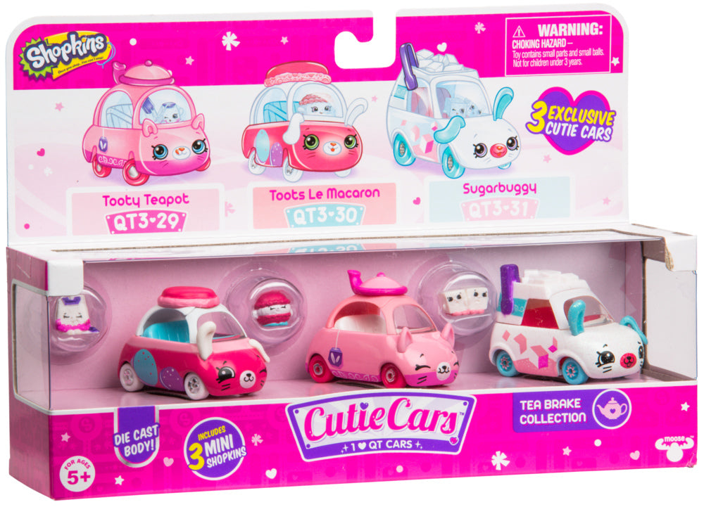 CUTIE CARS SHOPKINS S3 3 PACK TEA BRAKE COLLECTION