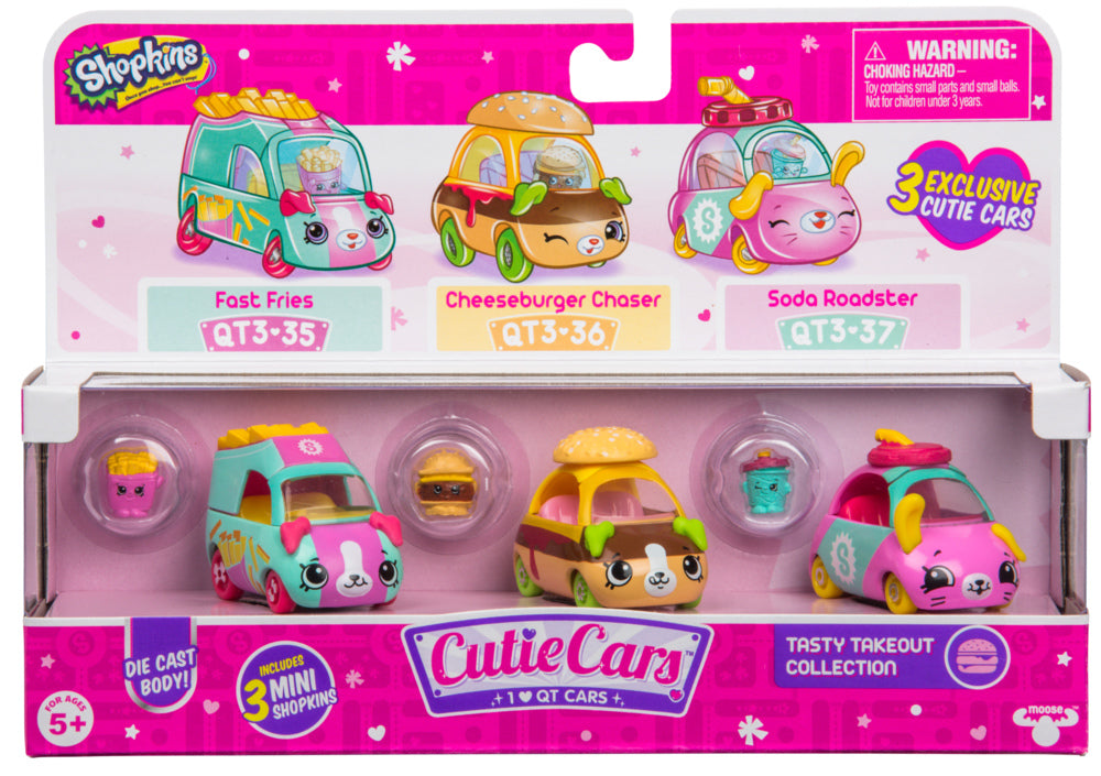 CUTIE CARS SHOPKINS S3 3 PACK TASTY TAKEOUT COLLECTION