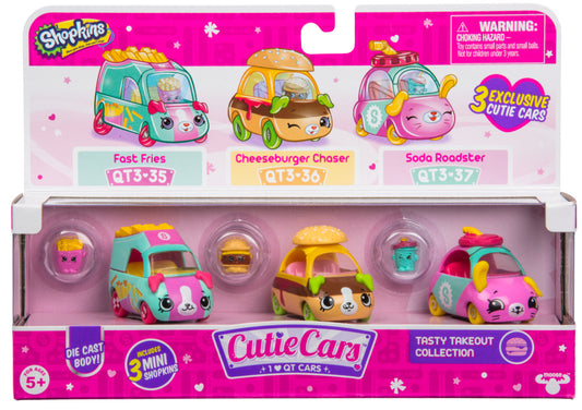 CUTIE CARS SHOPKINS S3 3 PACK TASTY TAKEOUT COLLECTION