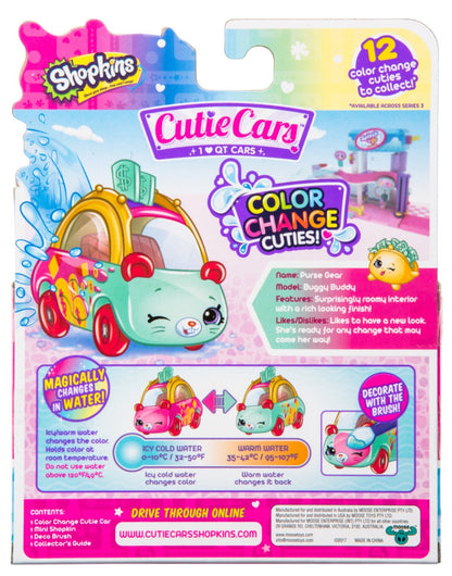 CUTIE CARS SHOPKINS W1 COLOR CHANGE PACK QT3-C07 PURSE GEAR
