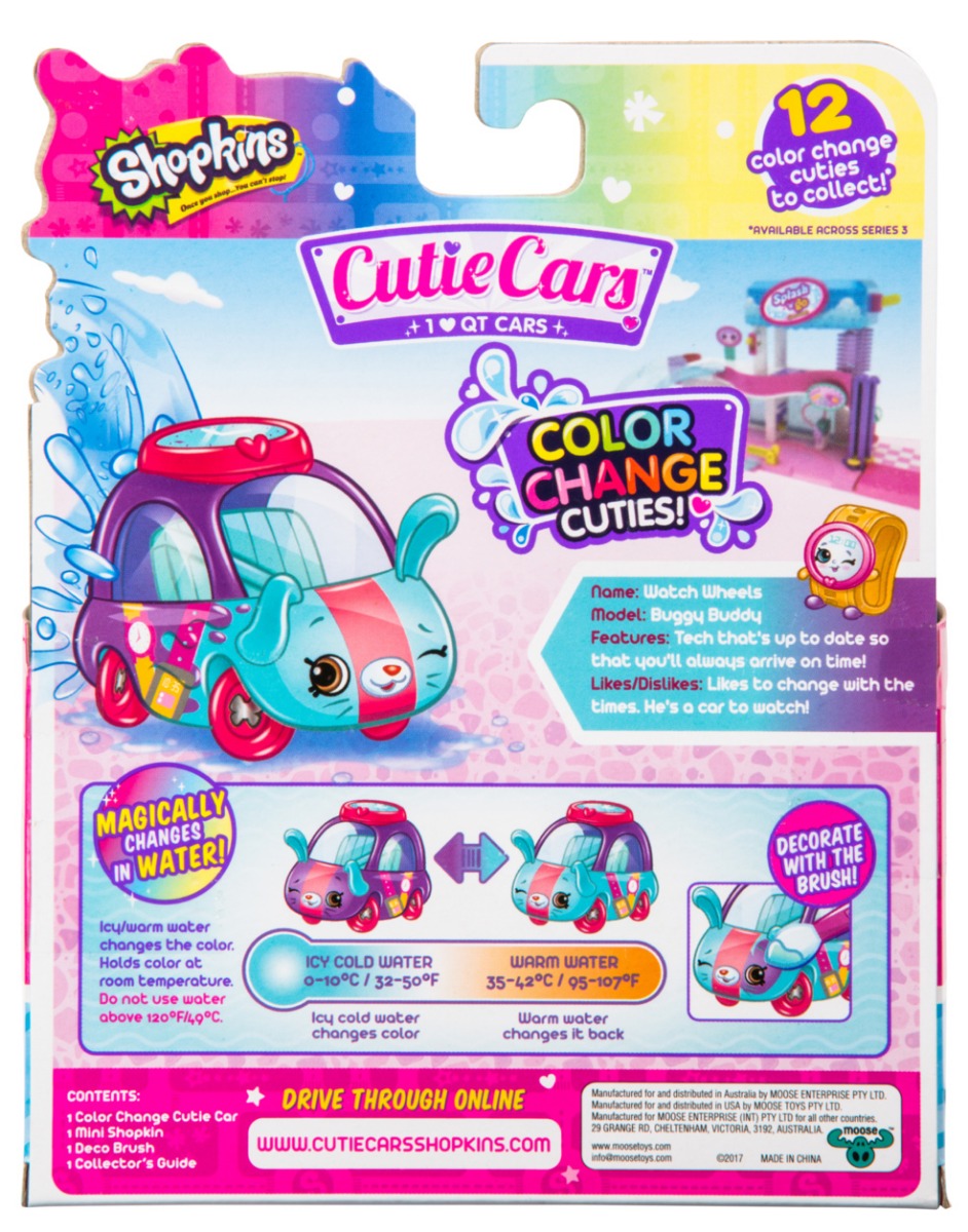 CUTIE CARS SHOPKINS W1 COLOR CHANGE PACK QT3-C12 WATCH WHEELS