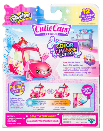 CUTIE CARS SHOPKINS W1 COLOR CHANGE PACK QT3-C02 MARBLE MOTOR