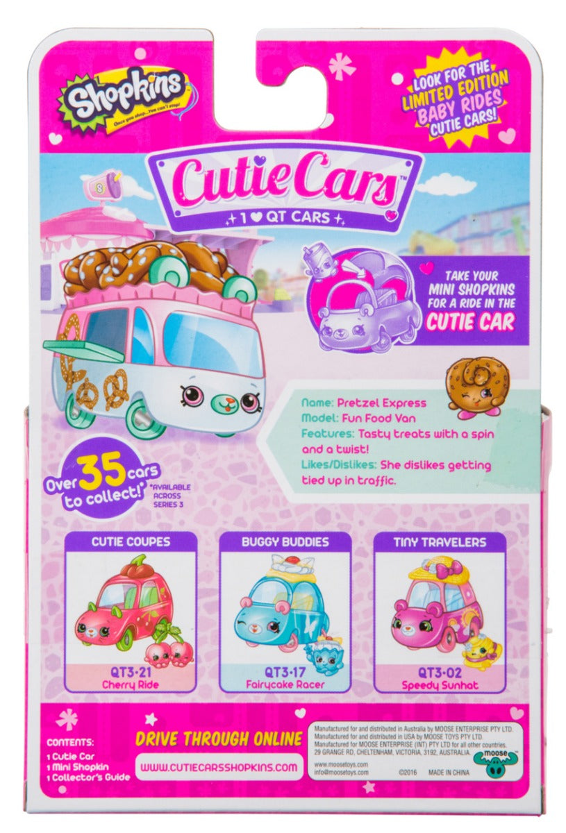 CUTIE CARS SHOPKINS S3 W2 SINGLE PACK QT3-12 PRETZEL EXPRESS