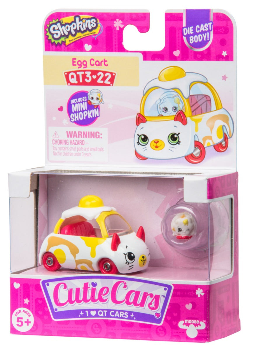 CUTIE CARS SHOPKINS S3 W2 SINGLE PACK QT3-22 EGG CART