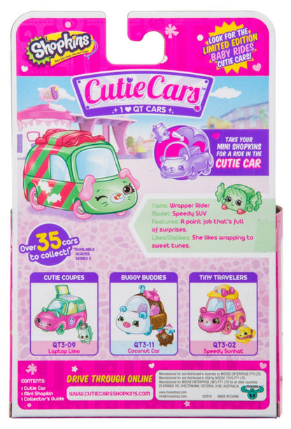 CUTIE CARS SHOPKINS S3 W2 SINGLE PACK QT3-08 WRAPPER RIDER