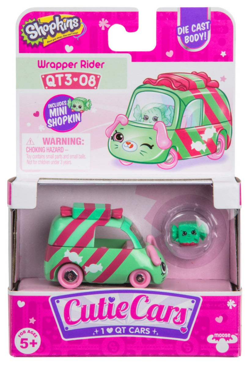 CUTIE CARS SHOPKINS S3 W2 SINGLE PACK QT3-08 WRAPPER RIDER